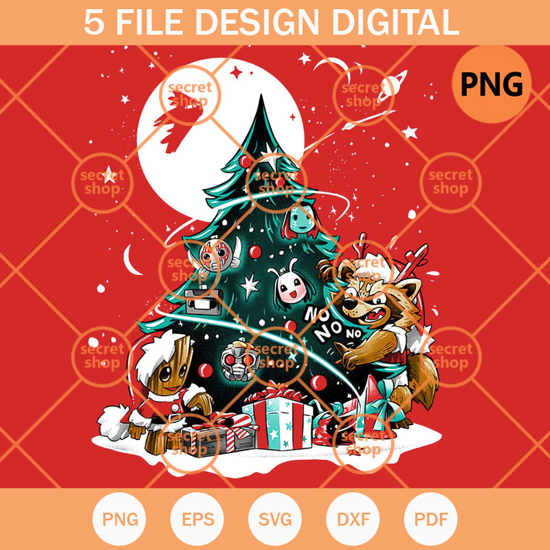 Galaxy Christmas PNG, Christmas Holiday Night PNG, Xmas Tree And Gifts PNG - SVG Secret Shop.jpg