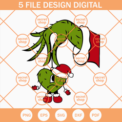 grinch hand holding benito christmas svg, the grinch svg, bad bunny svg, benito svg