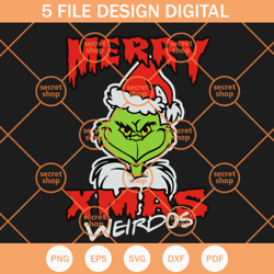 grinch merry xmas weirdos svg, grinch main character svg, how the grinch stole christmas svg