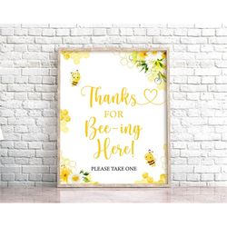 thanks for bee-ing here sign bumble bee table decor sign please take one sign honey bee table decor babee shower decor s