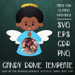 Black Angel Boy | Christmas Candy Dome | Christmas Ornament | Paper Craft Template | Sucker Holder SVG