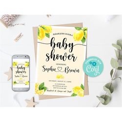 Editable Lemon Baby Shower Invitation, Lemonade Baby Shower Invitation, Summer Baby Shower Invitation, Lemon Theme Baby