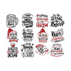 12 wine christmas bundle svg, merry christmas svg, christmas vibes svg, farmhouse christmas svg, digital download