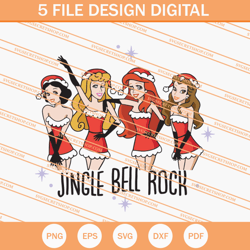 jingle bell rock princess disney svg, disney princess svg, disney svg
