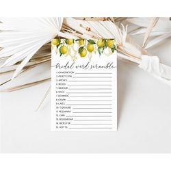 lemon bridal shower word scramble game citrus bridal shower game summer lemon main squeeze bridal shower scramble game 0