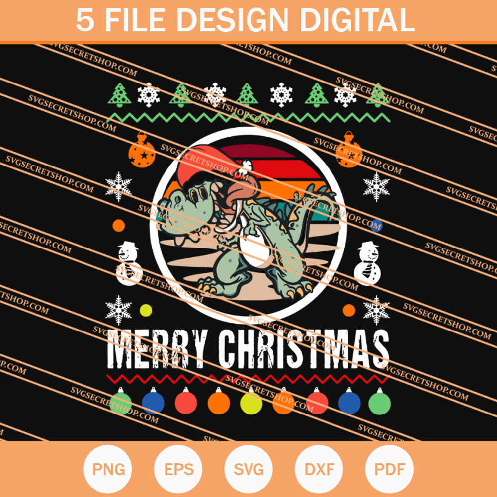 Merry Christmas Dinosaur SVG, Dinosaur SVG, Christmas SVG - SVG Secret Shop.jpg