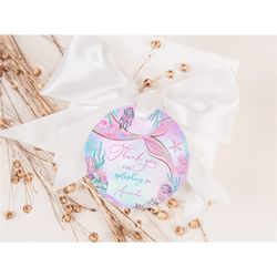 editable mermaid thank you for splashing by birthday favor tag mermaid birthday favor thank you tag under the sea thank