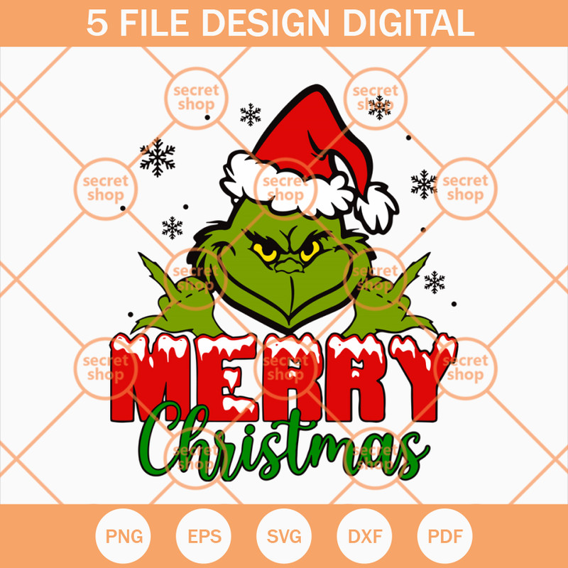 Merry Christmas Grinch SVG, Grinchmas Hand Rude SVG, Christmas Snowflakes SVG - SVG Secret Shop.jpg