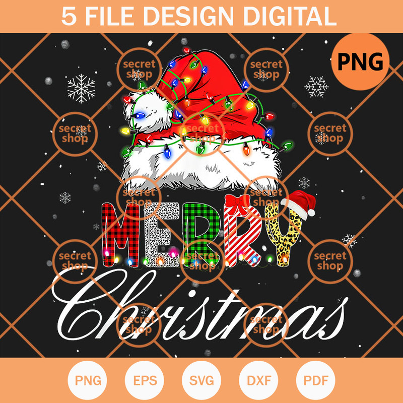 Merry Christmas Santa Hat Lights PNG, Merry Christmas Ornament PNG, Christmas Snowflakes PNG - SVG Secret Shop.jpg