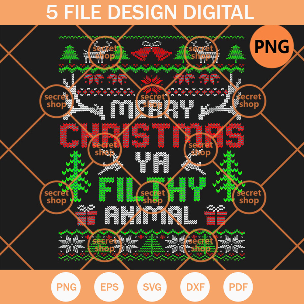 Merry Christmas Ya Filthy Animal PNG, Christmas Text PNG, Funny Xmas Wish PNG - SVG Secret Shop.jpg