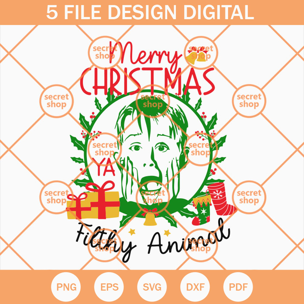 Merry Christmas Ya Filthy Animal SVG, Christmas SVG, Home Alone SVG, Kevin McCallister SVG - SVG Secret Shop.jpg
