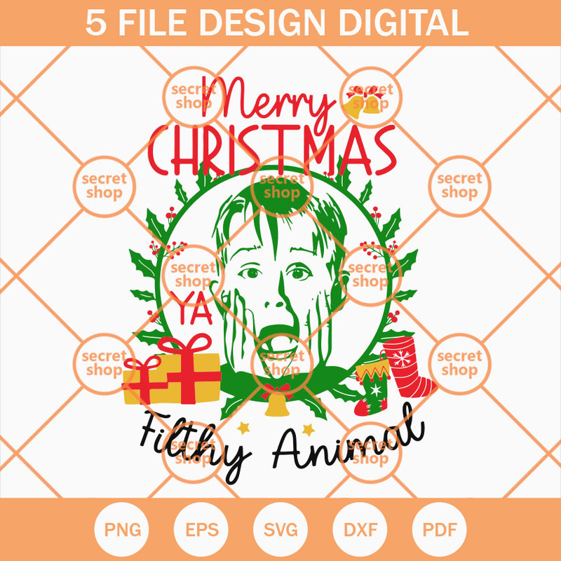 Merry Christmas Ya Filthy Animal SVG, Christmas SVG, Home Alone SVG, Kevin McCallister SVG - SVG Secret Shop.jpg