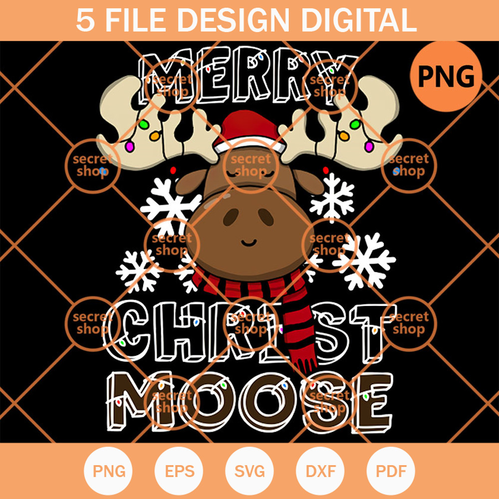 Merry Christmoose PNG, The Deer Christmas PNG, The Deer Wearing Scarf And Hat PNG - SVG Secret Shop.jpg