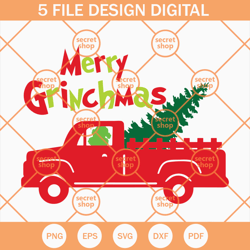 merry grinchmas truck svg, the grinch svg, christmas svg, christmas truck svg