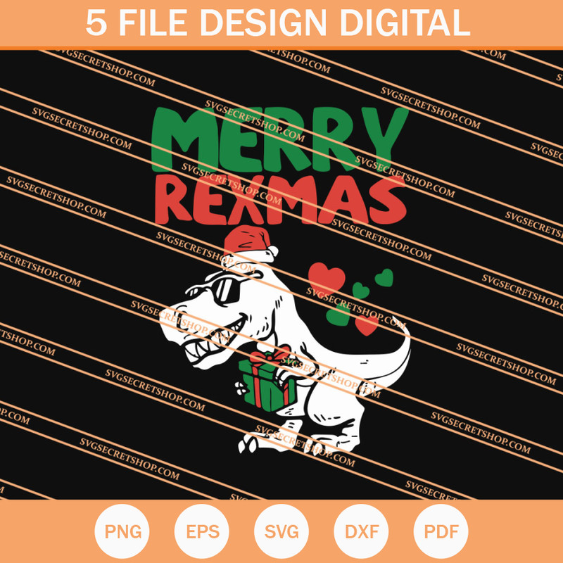 Merry Rexmas SVG, T Rex SVG, Animal SVG, Christmas SVG - SVG Secret Shop.jpg