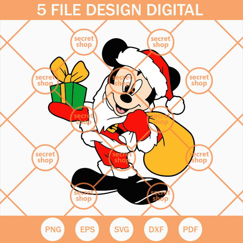Mickey Santa Claus SVG, Micky Giving Christmas Gift SVG, Mickey Role Santa Claus SVG - SVG Secret Shop.jpg