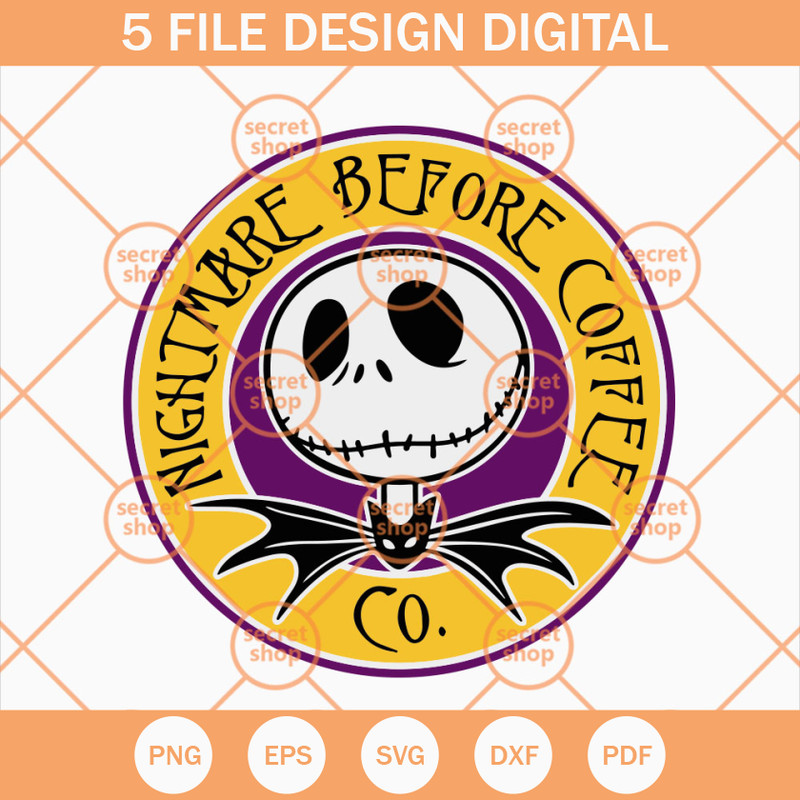 Nightmare Before Coffee SVG, Nightmare Before Christmas Jack Skellington SVG, Jack Skellington Coffee Logo SVG - SVG Secret Shop.jpg