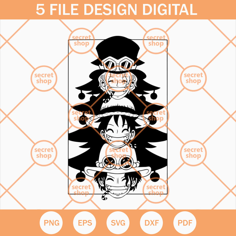 One Piece Brothers Tree SVG, Monkey D. Luffy's Brother SVG, Luffy's Brotherhood Christmas SVG - SVG Secret Shop.jpg