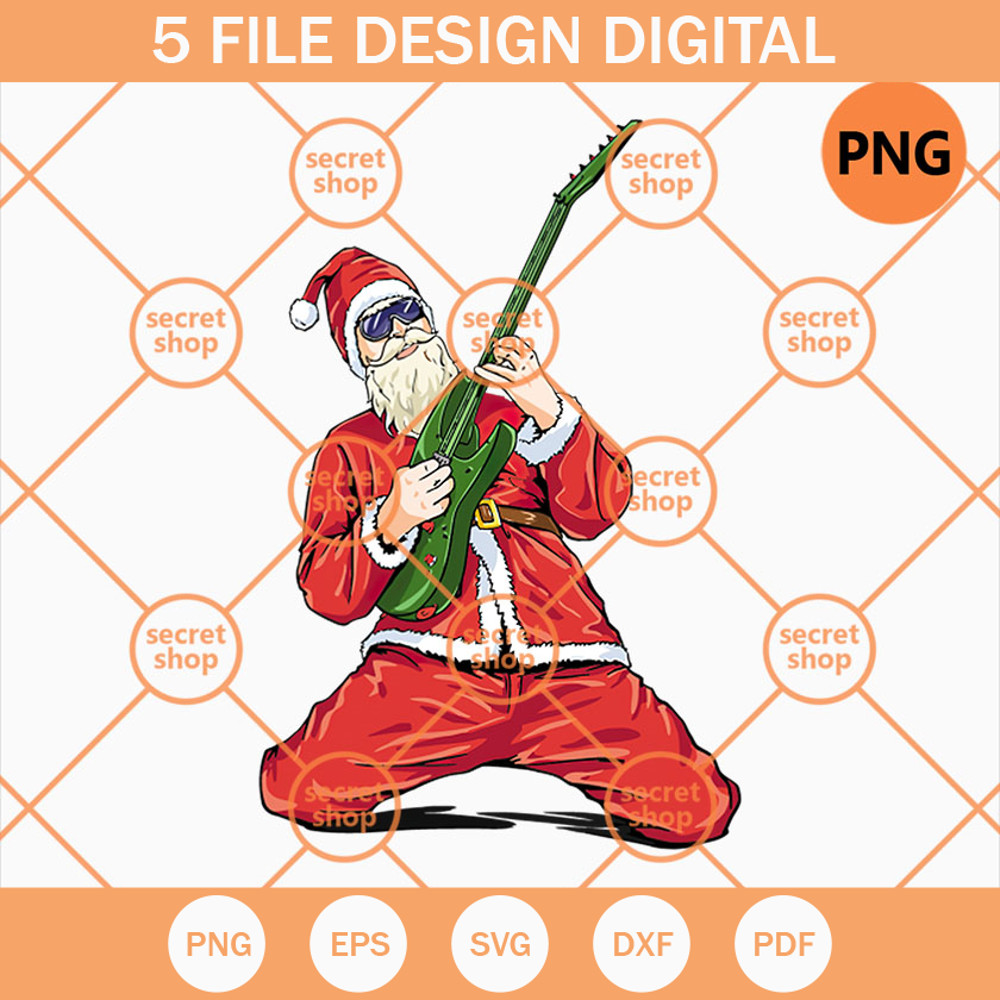 Rock N Roll Santa PNG, Santa Claus Playing Guitar PNG, Musical Santa Claus PNG - SVG Secret Shop.jpg