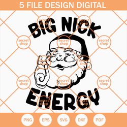 santa big nick energy svg, santa claus hand svg, merry christmas hat svg