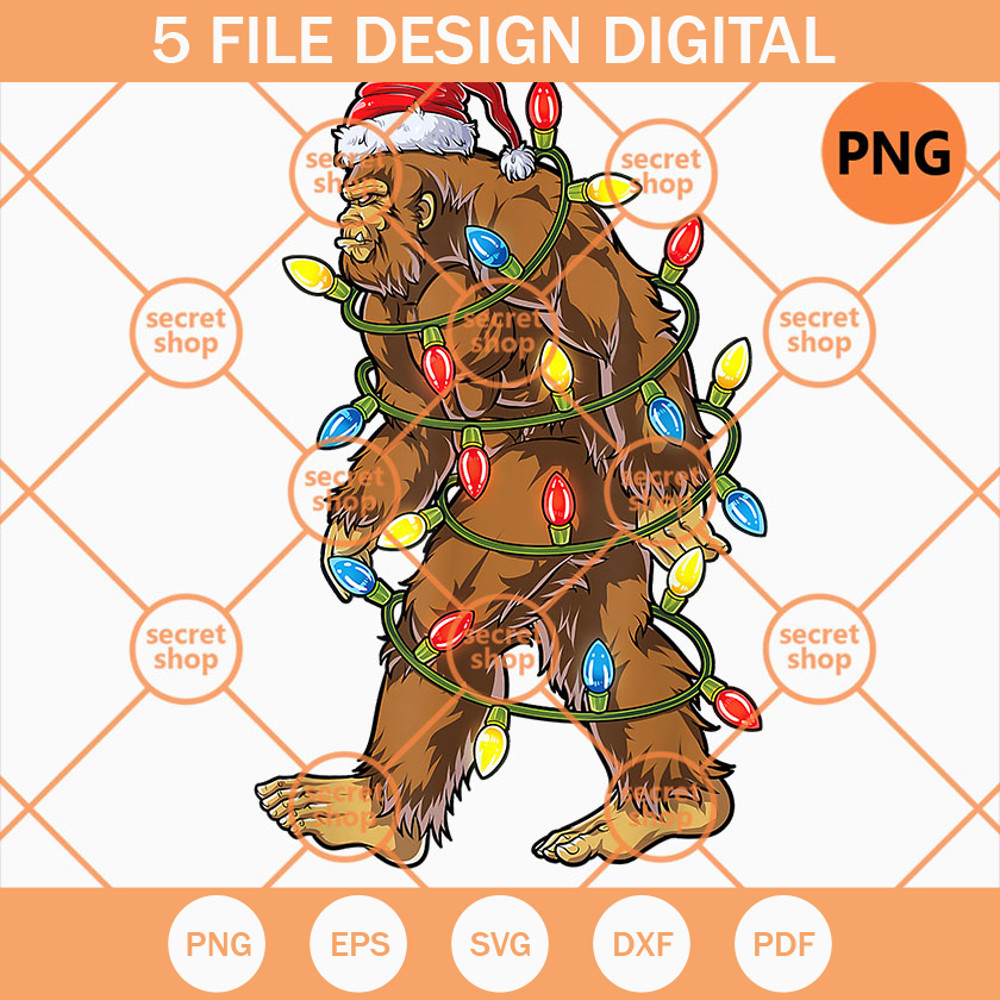 Santa Bigfoot Christmas Light PNG, Bigfoot Wearing Hat Christmas PNG, Bigfoot Christmas PNG - SVG Secret Shop.jpg