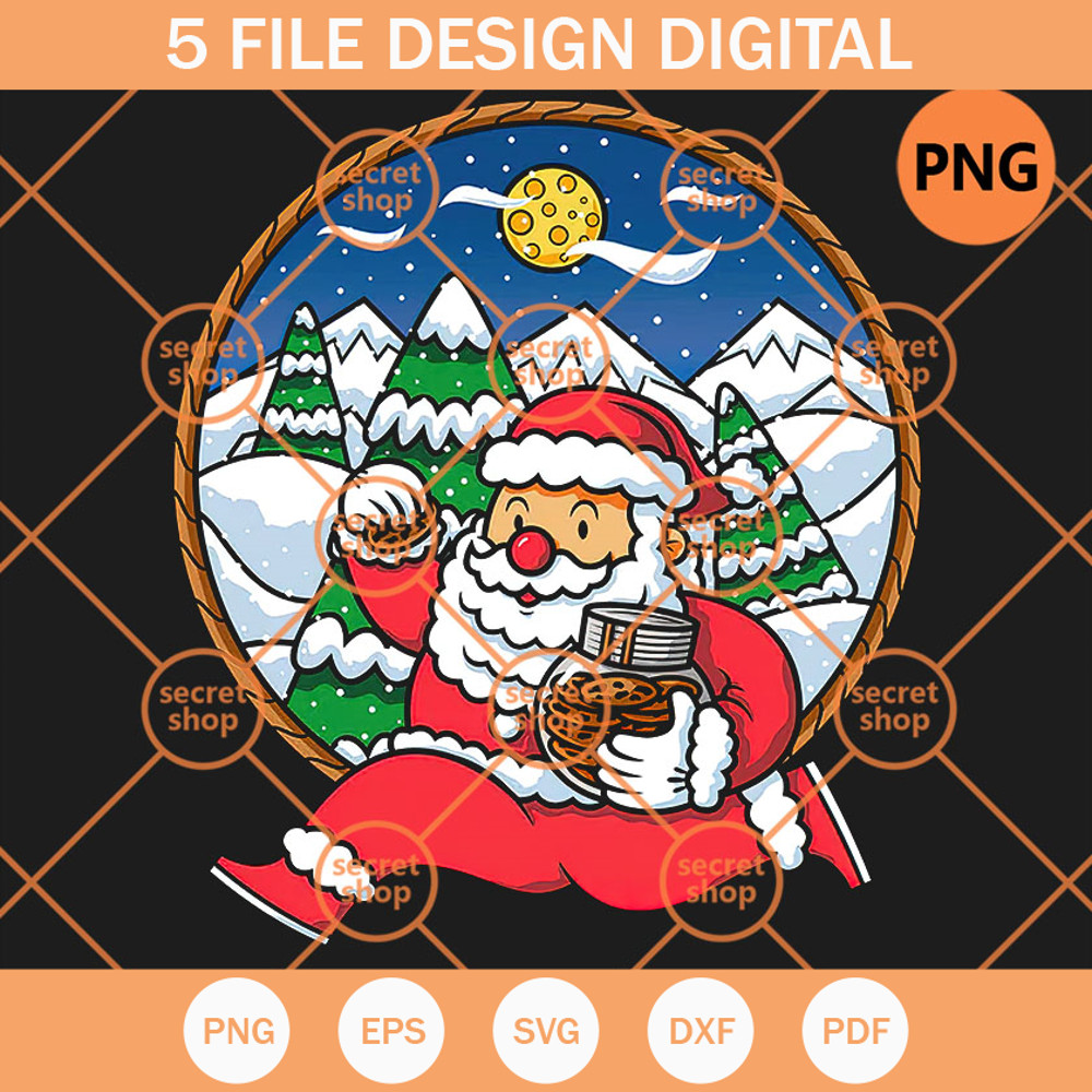 Santa Claus Eats Cookies PNG, Jungle Pine Tree PNG, Snowflakes Christmas PNG - SVG Secret Shop.jpg