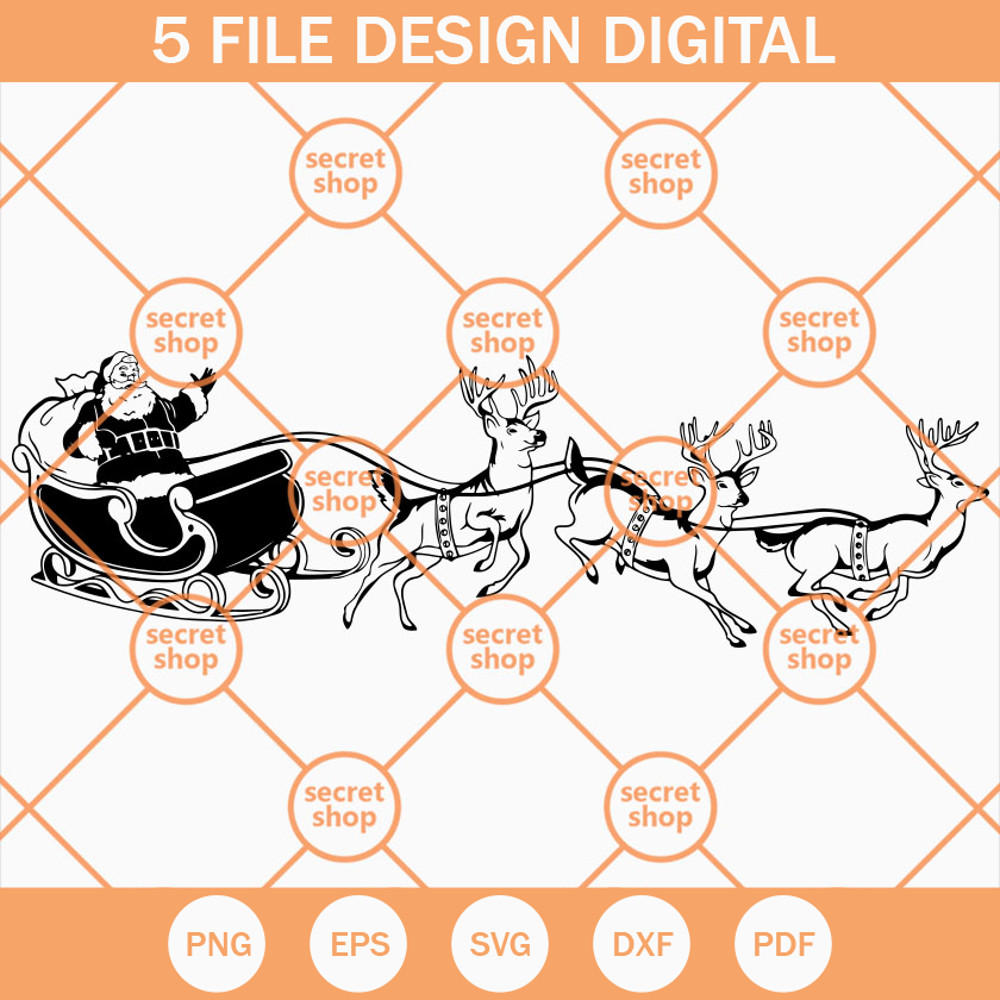 Santa Claus On Sleigh SVG, Santa Claus Reindeer SVG, Christmas Eve SVG, Christmas Symbol SVG - SVG Secret Shop.jpg