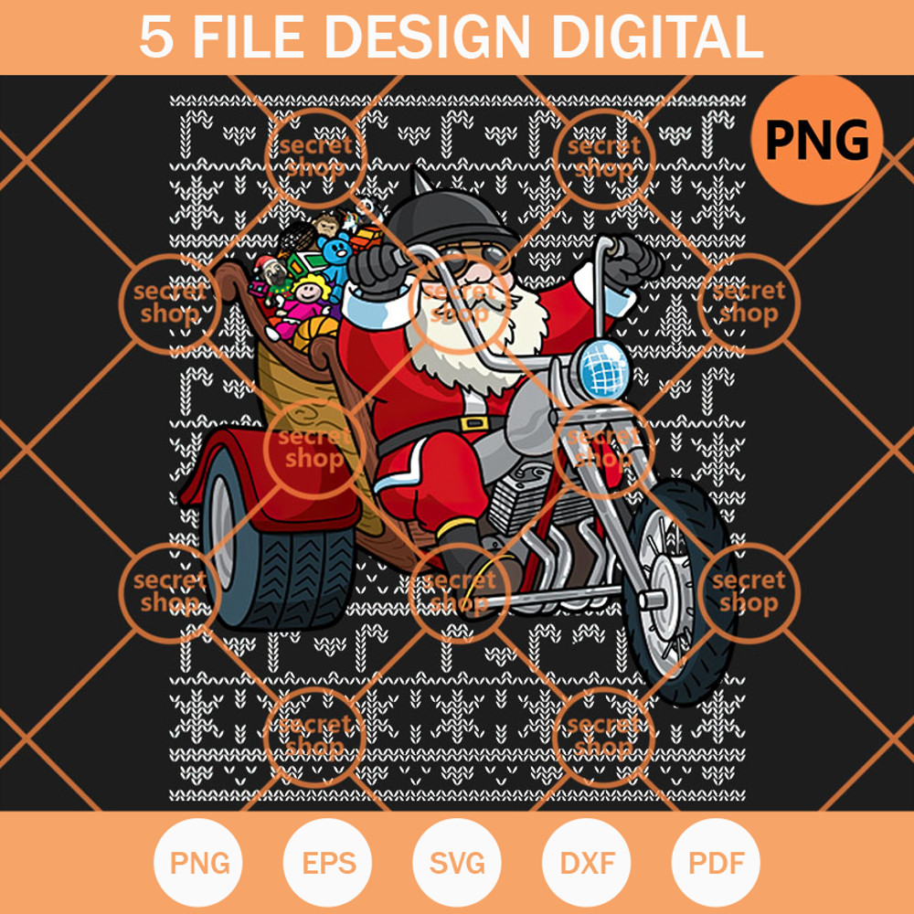 Santa Claus Riding Motorcycle PNG, Santa Posters Xmas PNG, Christmas Holiday 2022 PNG - SVG Secret Shop.jpg