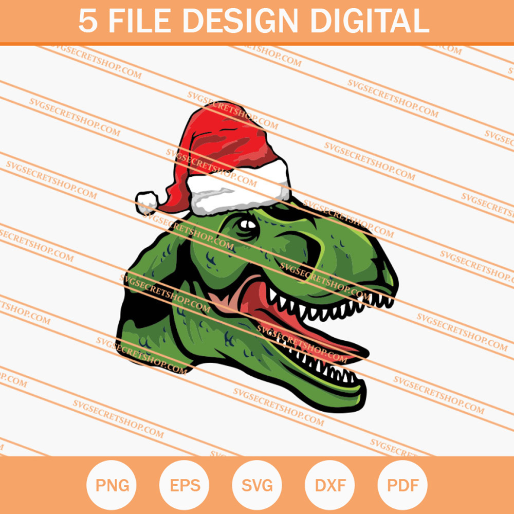 Santa Hat-Wearing T-Rex SVG, T-Rex SVG, Christmas SVG - SVG Secret Shop.jpg