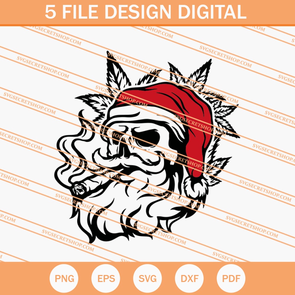 Santa Skull Smoking Weed SVG, Santa Skull SVG, Weed SVG - SVG Secret Shop.jpg
