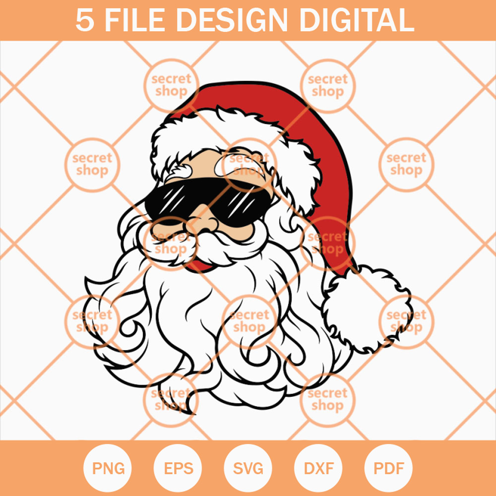 Santa With Sunglasses SVG, Santa Head SVG, Noel Santa Clause SVG - SVG Secret Shop.jpg