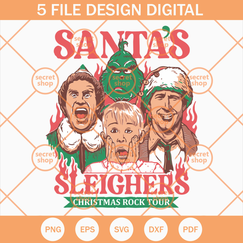 Santas Sleighers Christmas Rock Tour SVG, Funny Matching Family Christmas SVG, The holiday Rock Tour SVG - SVG Secret Shop.jpg