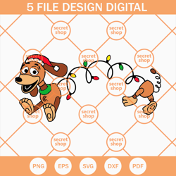 slinky dog christmas lights svg, toy story svg, merry christmas svg