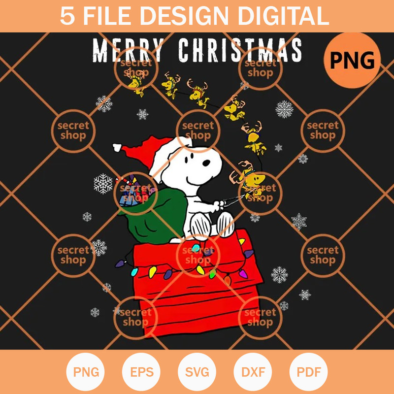 Snoopy Christmas PNG, Snoopy Box Gift PNG, Snow Flakes PNG - SVG Secret Shop.jpg