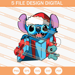 stitch christmas gift box svg, stitch christmas svg
