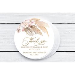 editable pampas grass baby shower favor tag bohemian thank you tags boho tropical desert custom tags pampas grass shower