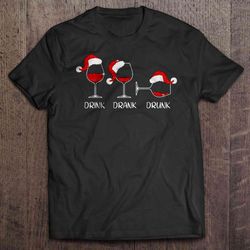 drink drank drunk funny glitter wine glass christmas sweater tshirt