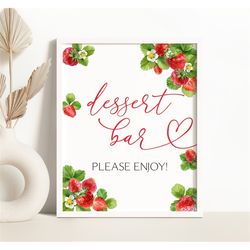 Strawberry Dessert Bar Sign Strawberry Berry Sweet Baby Shower Decoration Strawberry Table Decor Sign Please Take One Si