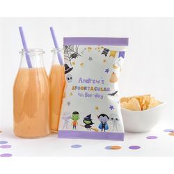 editable halloween chip bag wrappers halloween costume party chip bag labels spooktacular halloween birthday chip bag la