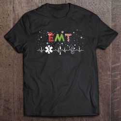emt emergency medical technician heartbeat christmas gift tshirt