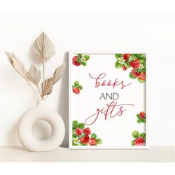 strawberry books and gifts sign strawberry berry sweet baby shower decoration strawberry birthday table decor berry birt