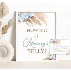 Pampas Grass Guess How Big Is Mommy's Belly Tropical Desert Baby Shower Belly Guessing Game Sign Boho Baby Shower Guessi