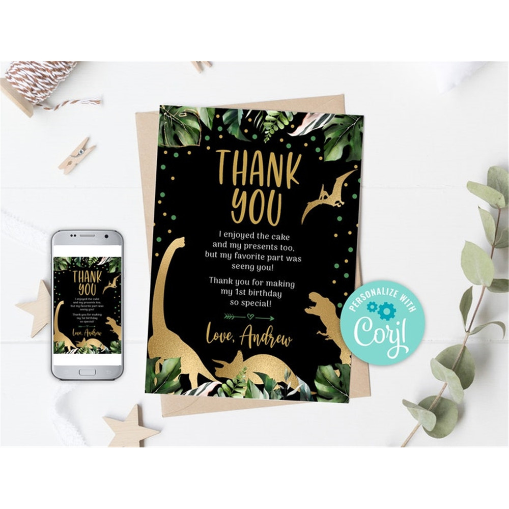 MR-1111202311032-editable-gold-dinosaur-thank-you-card-dinosaur-birthday-thank-image-1.jpg