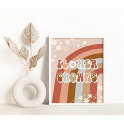 groovy flower crowns sign 70's birthday party table decor one two groovy party hippie table decor rainbow peace love par