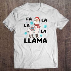 fa la la la llama santa christmas white shirt