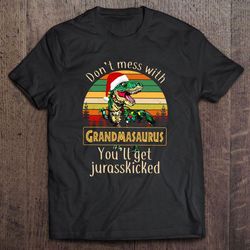 do not mess with grandmasaurus youll get jurasskicked christmas lights vintage shirt