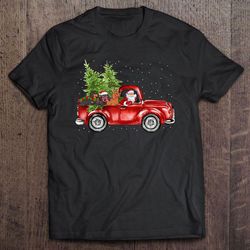 funny santa driving red truck dachshund christmas tree shirt