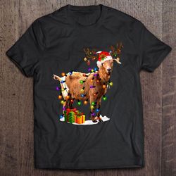 goat reindeer christmas lights v-neck t-shirt