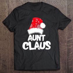 funny aunt claus christmas family santa red snow hat tshirt