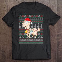 funny goat santa hat christmas lights tshirt